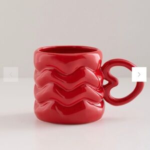 Urban Outfitters Heart Handle Puffy Ceramic Mug